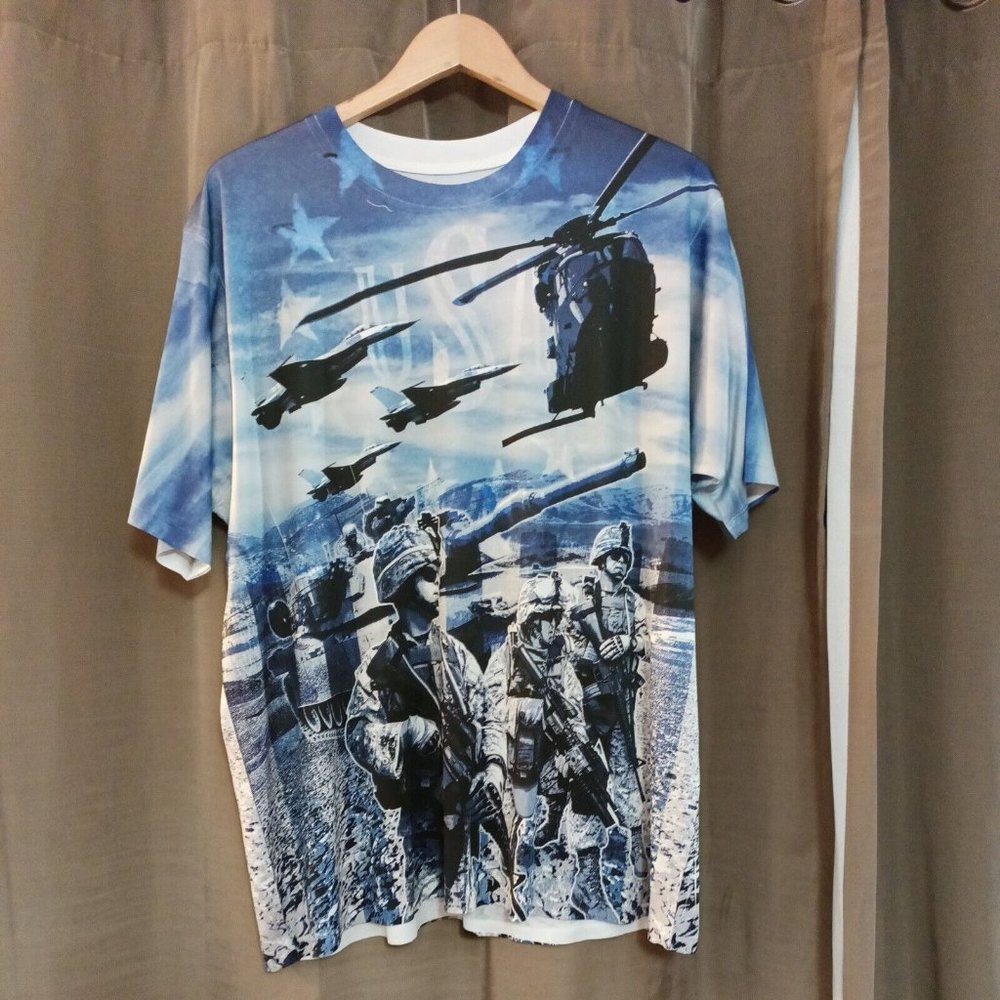 Men's The American Spirit USA Graphic Print Armed Forces Shirt 2XL